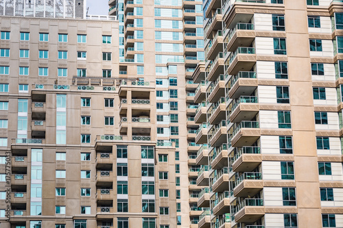Photography Detail view of modern buidlings in Dubai, UAE