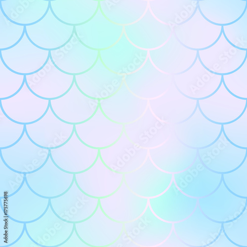 Mermaid skin or fish scale pattern. Pale pink mint gradient mesh. Abstract blurry vector background.