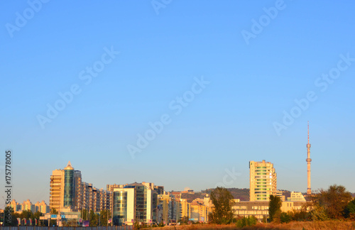 Almaty city evening landscape