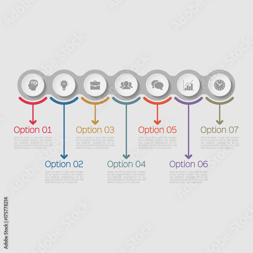 Vector infographic template for diagram, graph, presentation, chart, business concept with 7 options. 