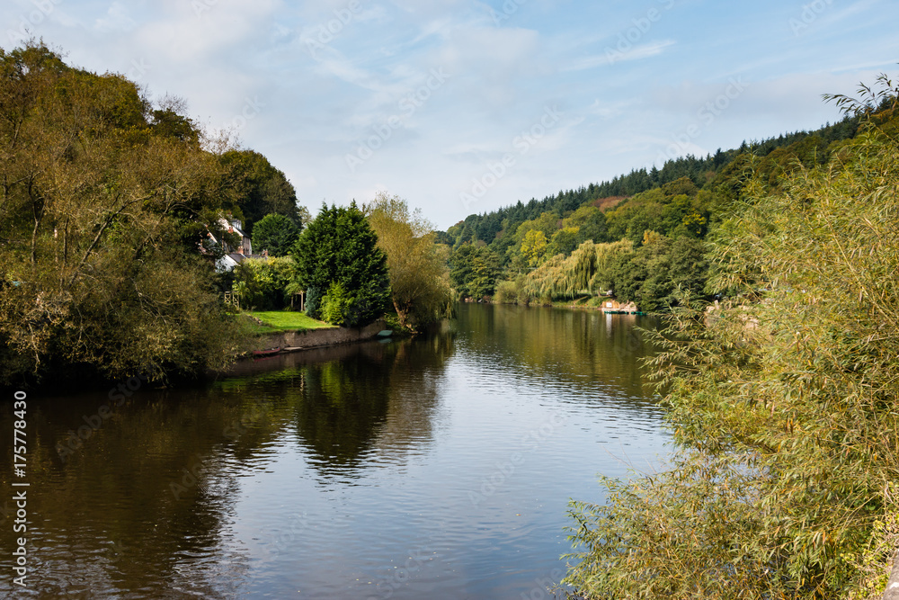 A river, forest and small rural town A river, forest and small rural town
