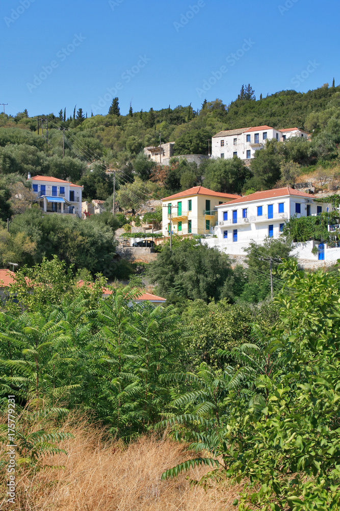 Amazing View of Village of Frikes, Ithaca, Ionian island, Greece Amazing View of Village of Frikes, Ithaca, Ionian island, Greece