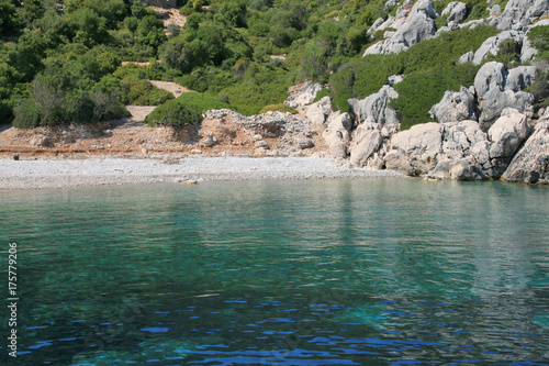 Blue waters of Rahi Beach, Ithaca, Ionian island, Greece