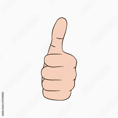 Thumb up sign. Cool, like, good, nice, bravo - hand gesture with finger up. Vector illustration.