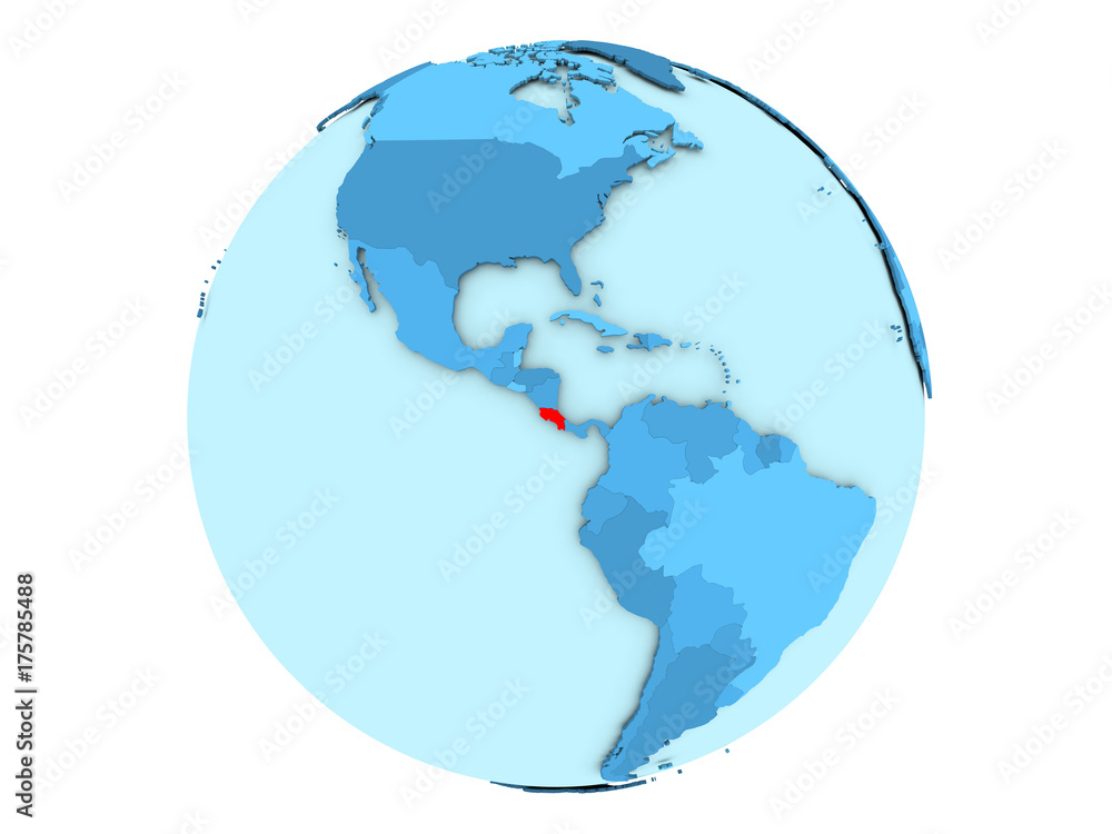 Costa Rica on blue globe isolated Costa Rica on blue globe isolated