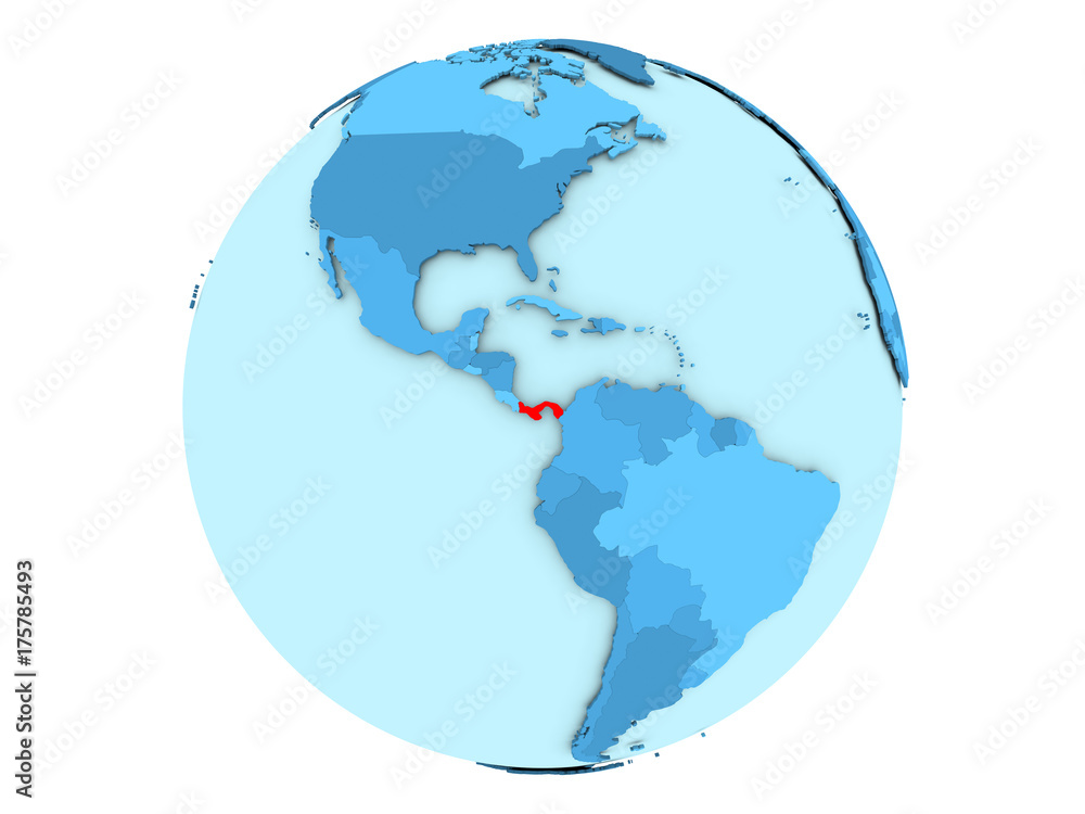 Panama on blue globe isolated