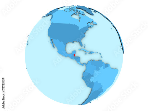 Belize on blue globe isolated