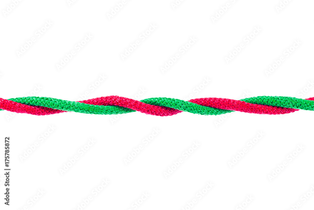 Red and Green string knotted Isolate on white background with Clipping path. Red and Green string knotted Isolate on white background with Clipping path.