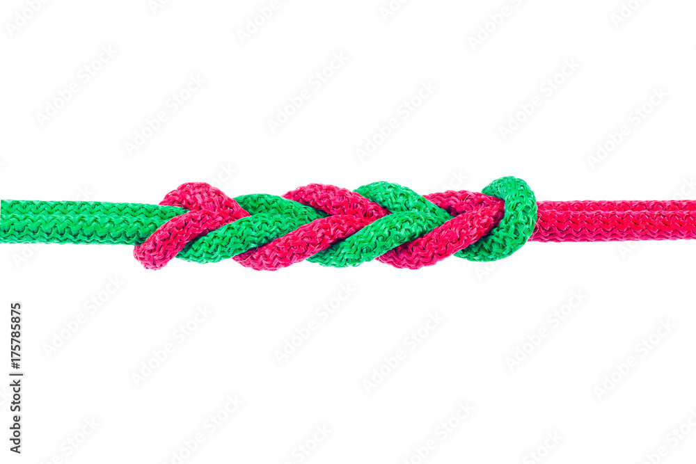 Red and Green string knotted Isolate on white background with Clipping path. Red and Green string knotted Isolate on white background with Clipping path.