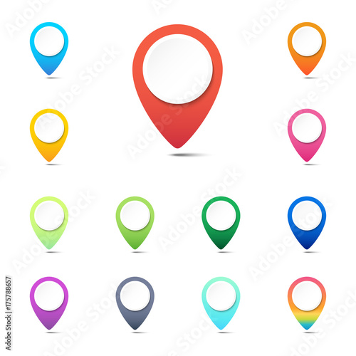 Free Download Set of colorful navigation pins, GPS location icons or web button pointers on white background, Vector illustration - GFXLoad