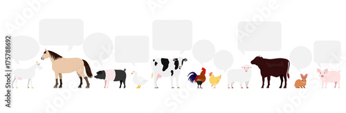 Farm animals with speech bubbles