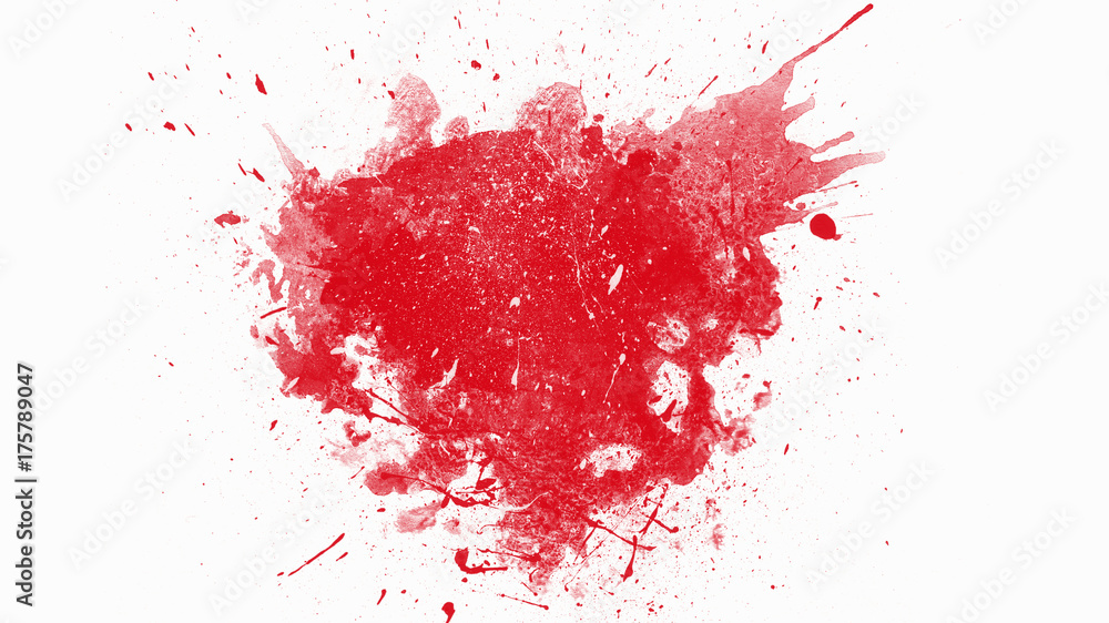 Abstract red paint on the white background