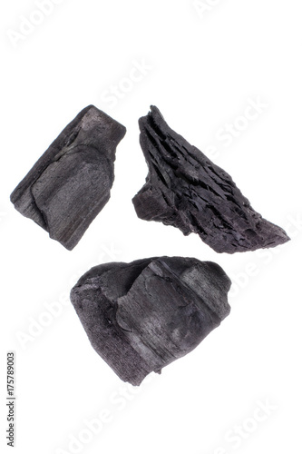 Charcoal. Traditional charcoal or hardwood charcoal, isolated on white background