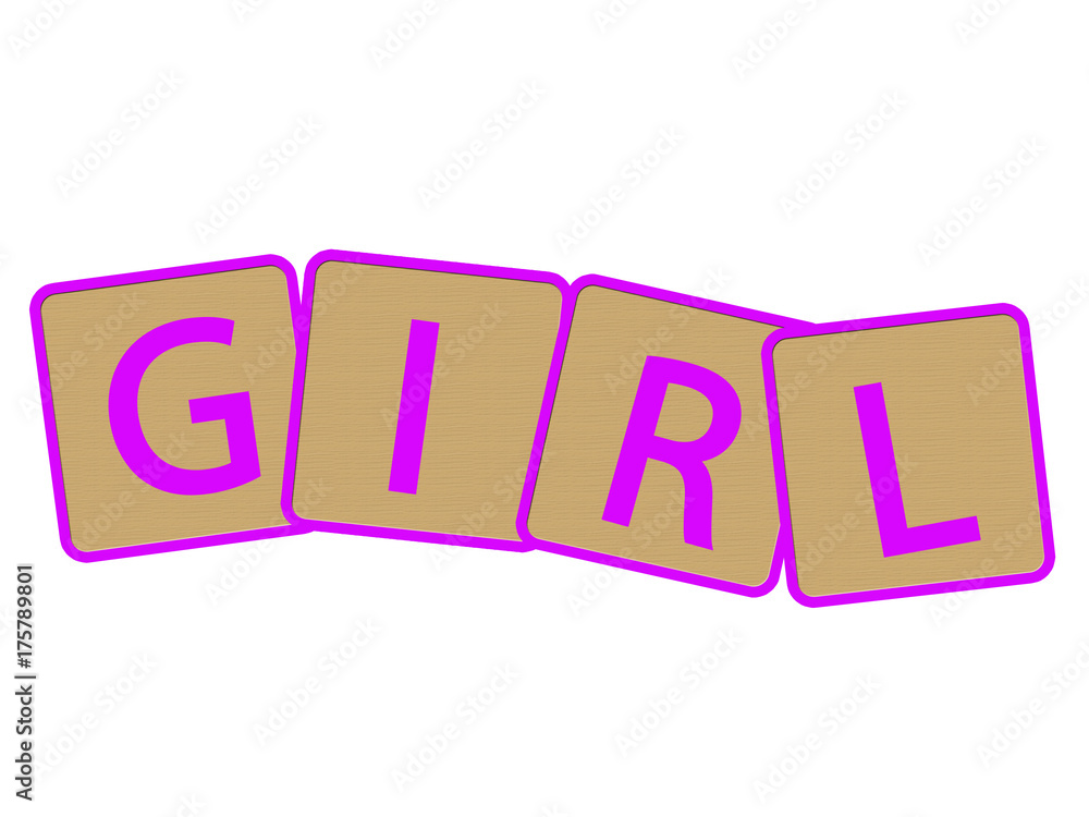 Fototapeta premium Wooden blocks the word girl