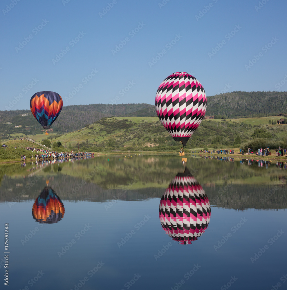 two balloons on the lake