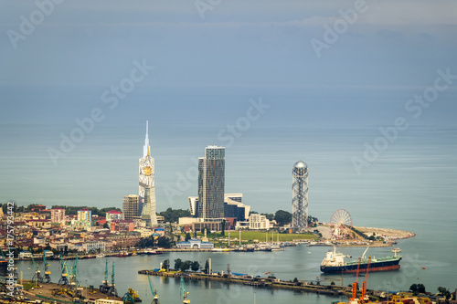 View of the city from a high mountain.