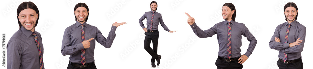 Young businessman in gray suit isolated on white Young businessman in gray suit isolated on white