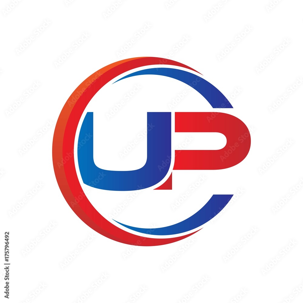 up logo vector modern initial swoosh circle blue and red