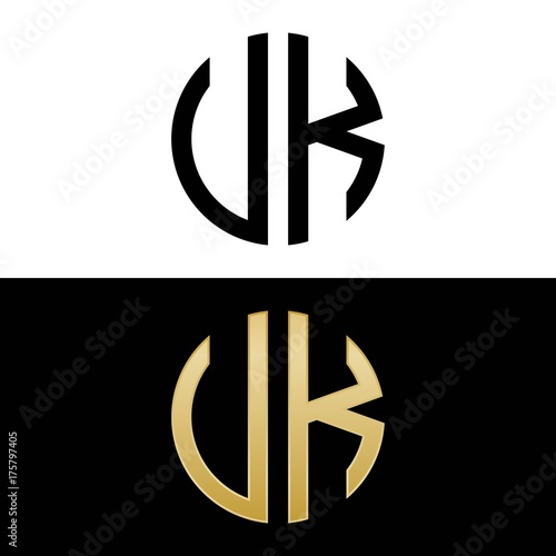 uk initial logo circle shape vector black and gold
