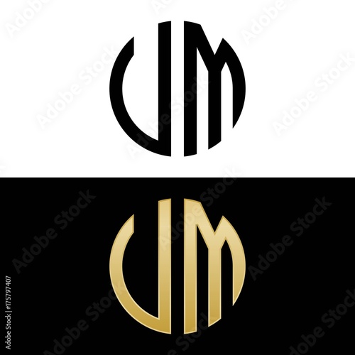 Εκτύπωση καμβά um initial logo circle shape vector black and gold