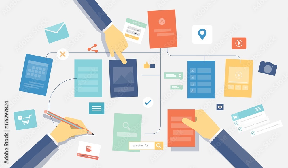 flat vector mobile application design concept flat vector mobile application design concept