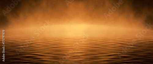 Obraz na płótnie Background of floating morning mist over the warm morning mornings w salonie