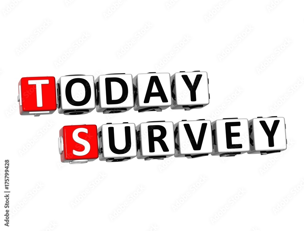 3D Today Survey Crossword over white background. 3D Today Survey Crossword over white background.
