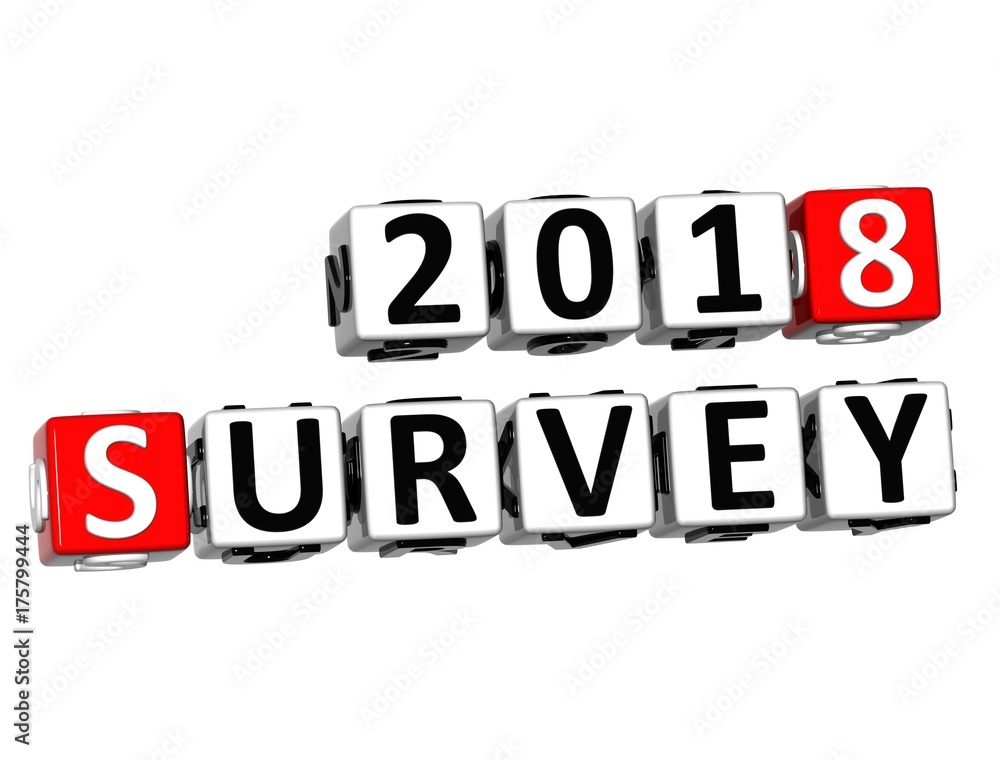 3D Survey 2018 Crossword over white background. 3D Survey 2018 Crossword over white background.