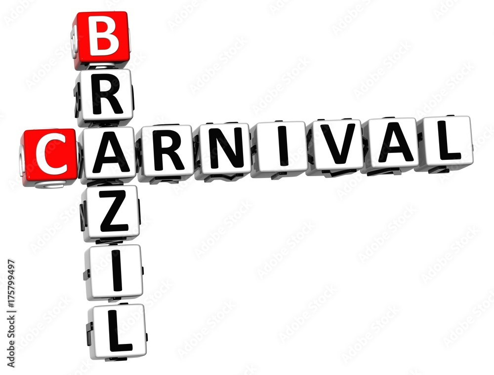 3D Brazil Carnival Crossword over white background. 3D Brazil Carnival Crossword over white background.