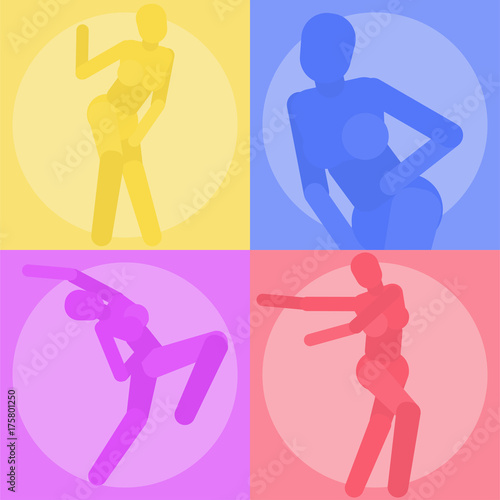 Silhouettes of the person in the movement. Vector illustration