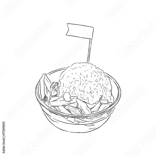 Shave Ice dessert, sketch vector.