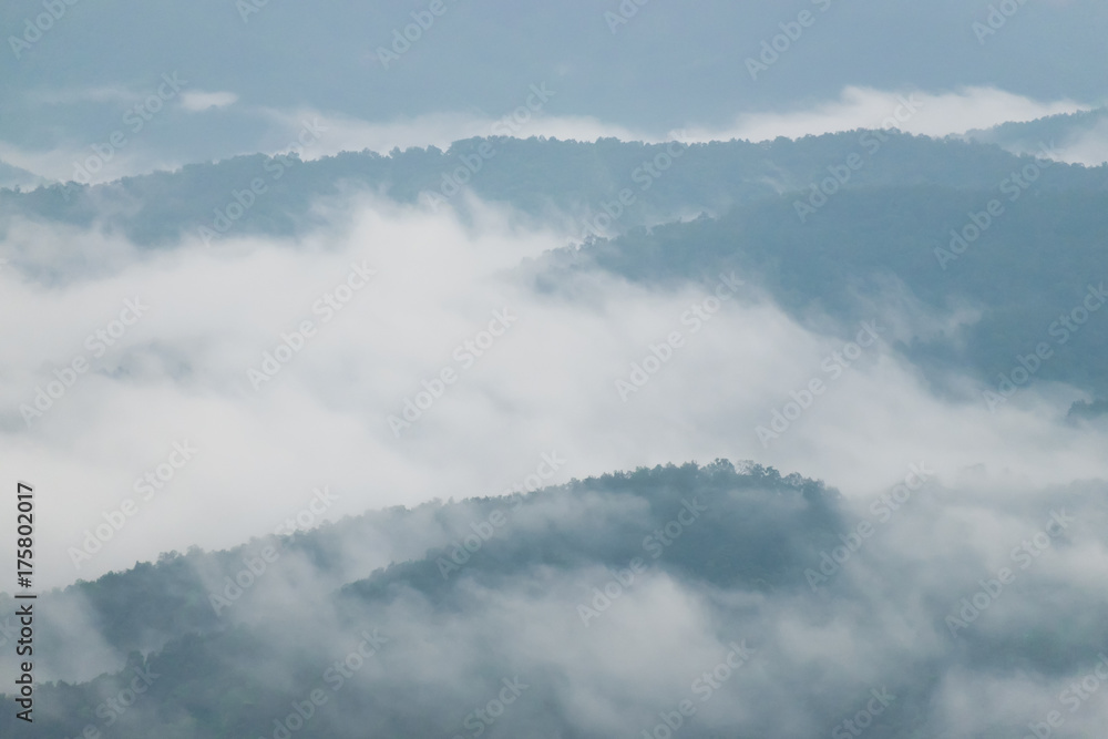 Fog cover the mountain, misty view from Doi Samer Dao Fog cover the mountain, misty view from Doi Samer Dao