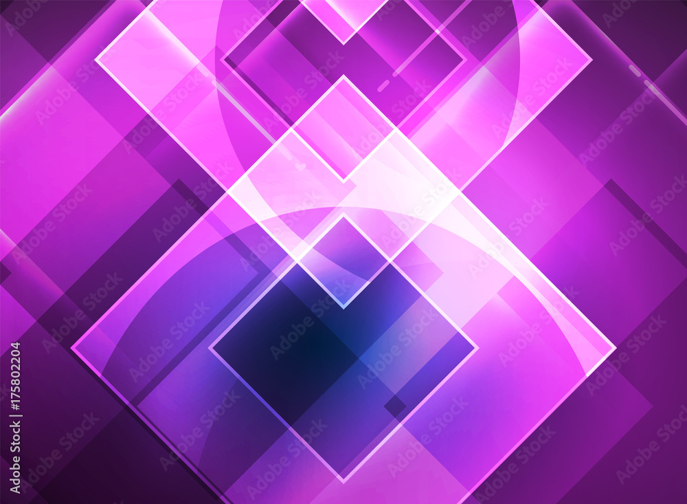 Glowing squares in the dark, digital abstract background Glowing squares in the dark, digital abstract background