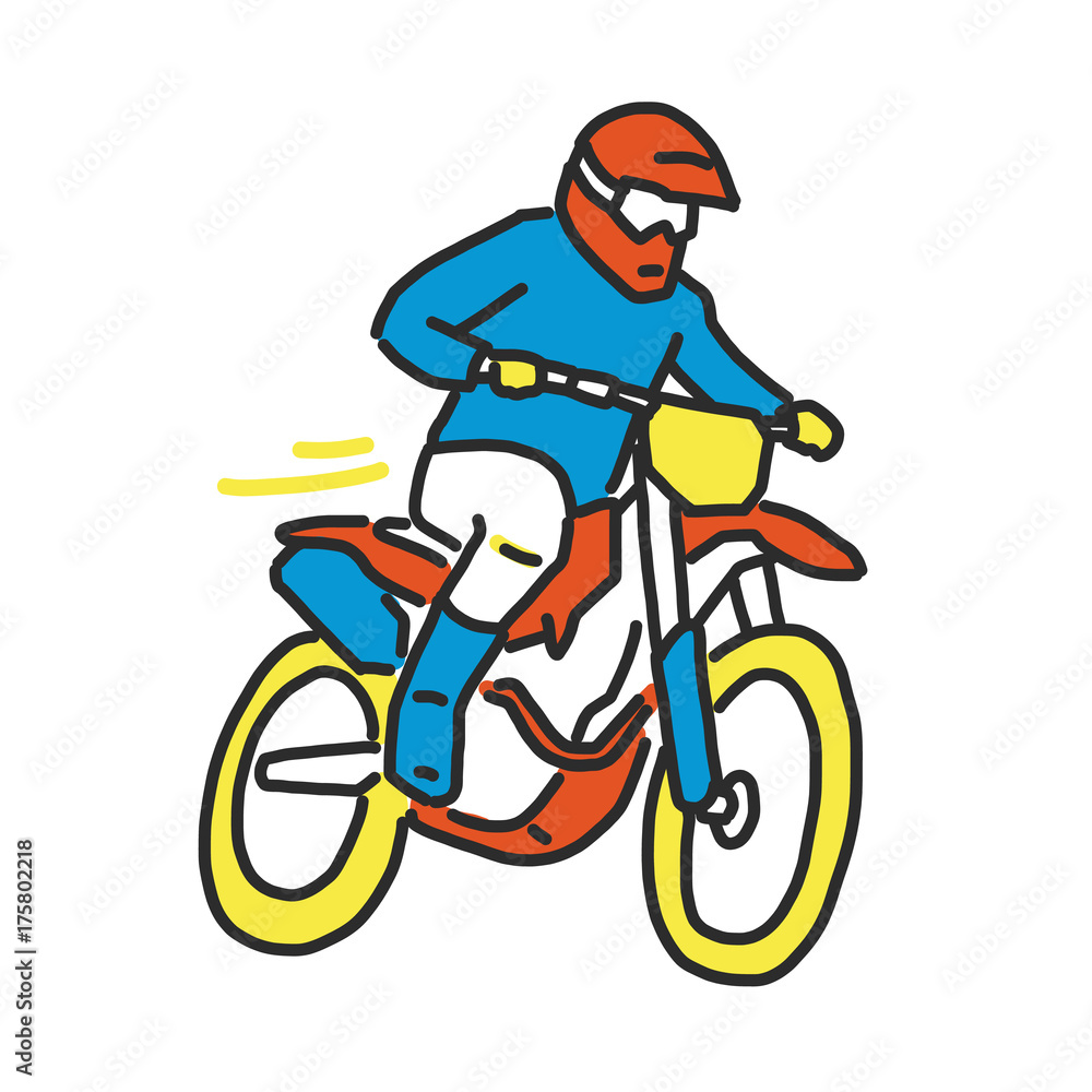 Motocross illustration line drawing. Motocross illustration line drawing.