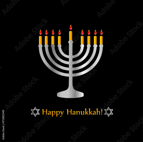 Happy Hanukkah poster- Jewish holiday celebration with star of David symbol