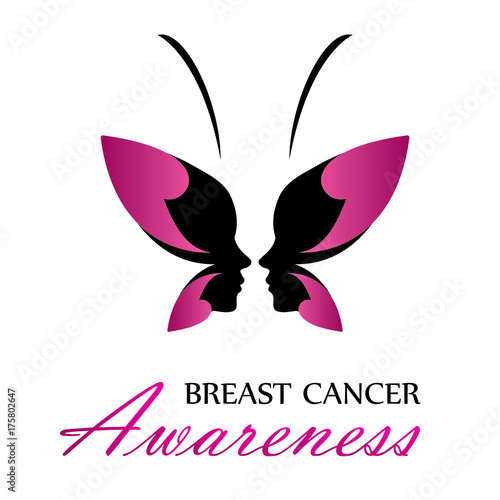 Breast Cancer Awareness with pink butterfly