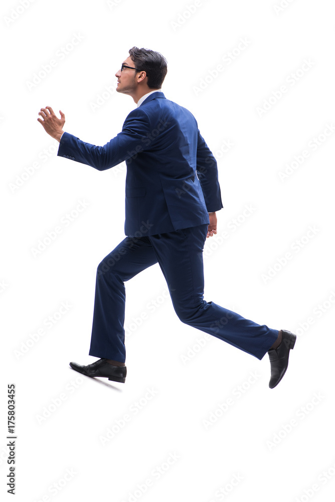 Businessman walking standing side view isolated on white backgro Businessman walking standing side view isolated on white backgro