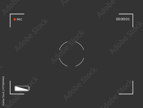White and black viewfinder camera recording. Modern camera focusing screen. Vector illustration © Tae Mi