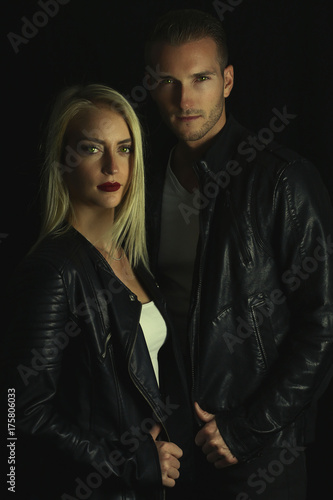 Картината върху платно Book cover concept . vampire couple posing