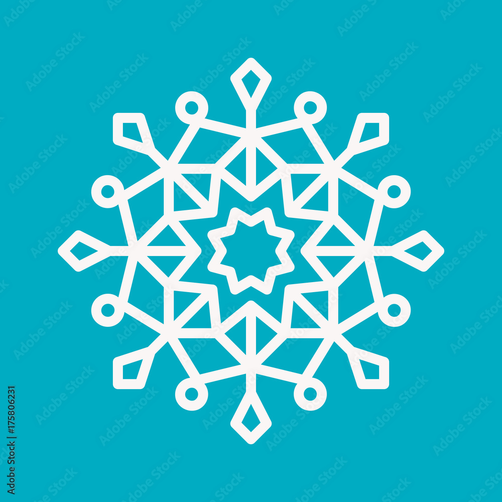 Snowflake Icon. Christmas Decoration Ornament. Mandala Style. Lines. Snowflake Icon. Christmas Decoration Ornament. Mandala Style. Lines.