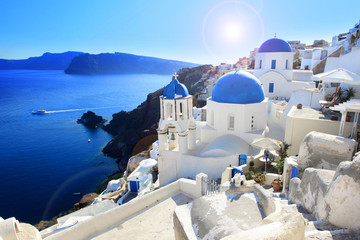 Wandcirkels Santorini Caldera van Santorini in Griekenland  © Brad Pict