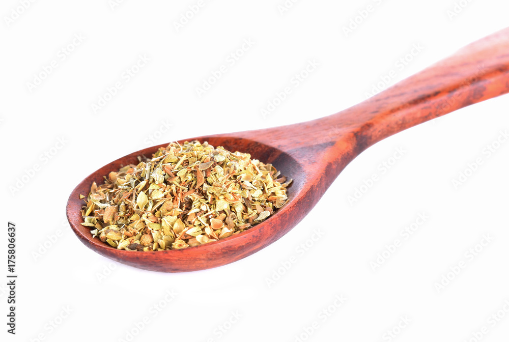 Dried oregano on a white background Dried oregano on a white background
