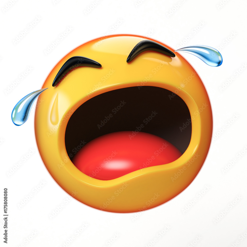 Crying emoji isolated on white background, emoticon in tears 3d ...