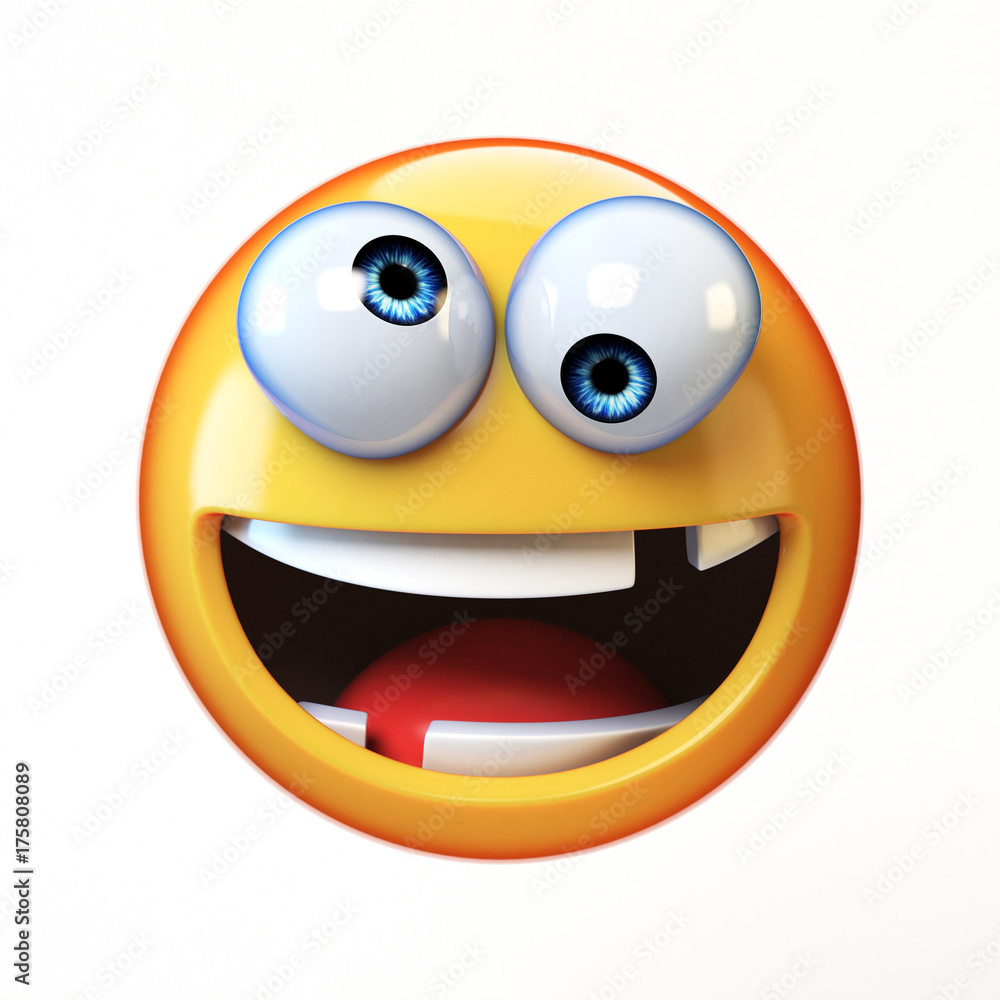 Crazy Emoji Isolated On White Background Silly Face Emoticon 3d 