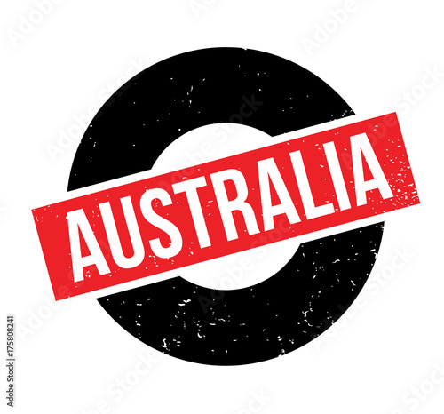 Australia rubber stamp. Grunge design with dust scratches. Effects can be easily removed for a clean, crisp look. Color is easily changed. photo