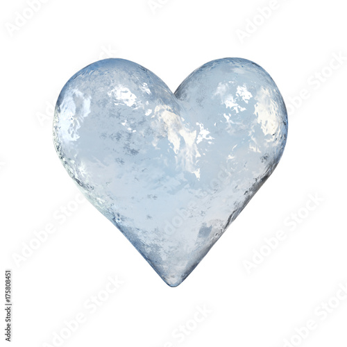 Heart shaped piece of ice, frozen heart 3d rendering