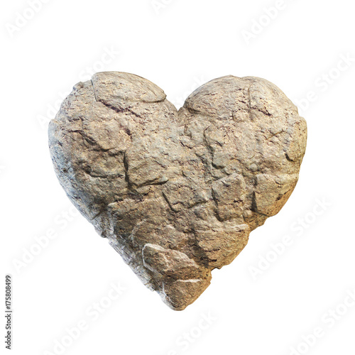 Heart made of stone, rocky heart 3d rendering