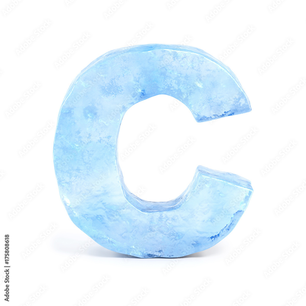 Ice font 3d rendering, letter C Ice font 3d rendering, letter C
