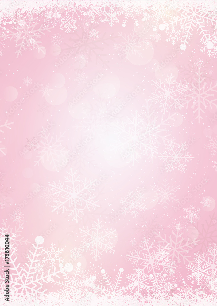 Pastel pink winter snow holiday paper background Stock Vector | Adobe Stock