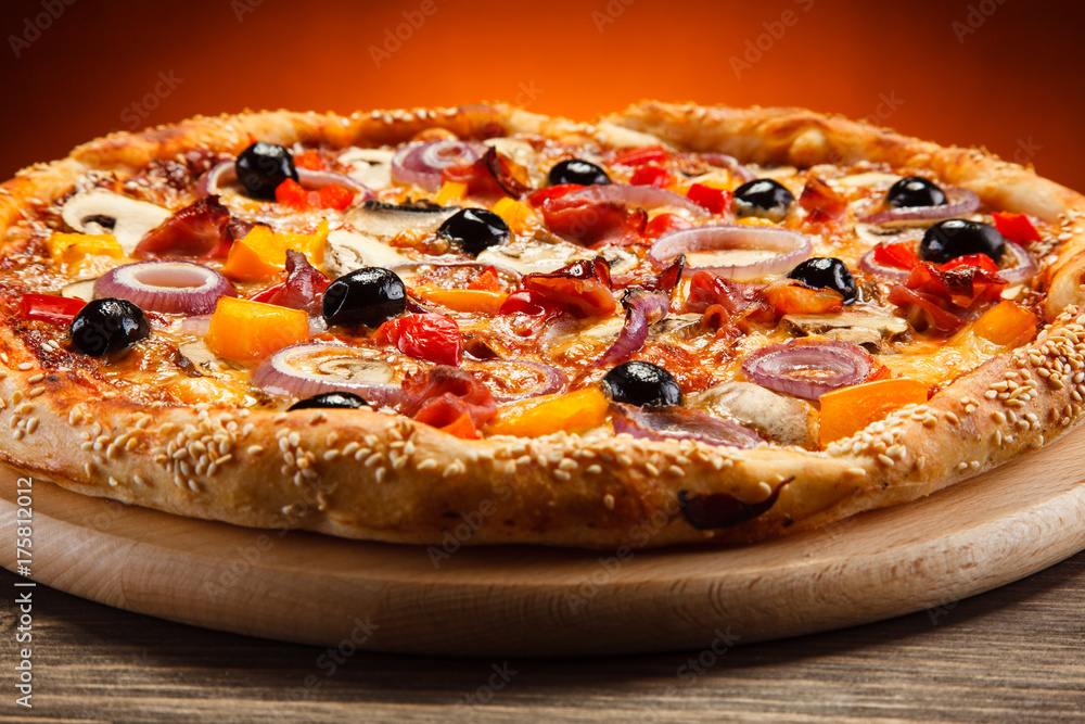 Pizza with black olives